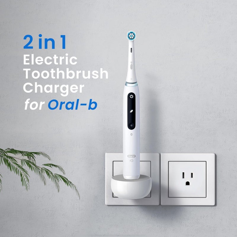 CoolSmile 2-in-1 Wall Charger for Oral-B Braun Electric Toothbrush, 3-Port US Plug Charger Base for Oral B Genius Pro Smart Vitality Kids io2 io3 io4 io5 io6 Serie, IPX5, White - Image 2